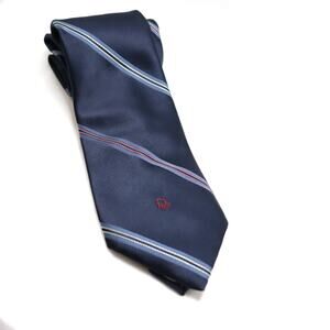 Vintage Christian Dior Monsieur Navy Stripe Silk Tie 3” Wide